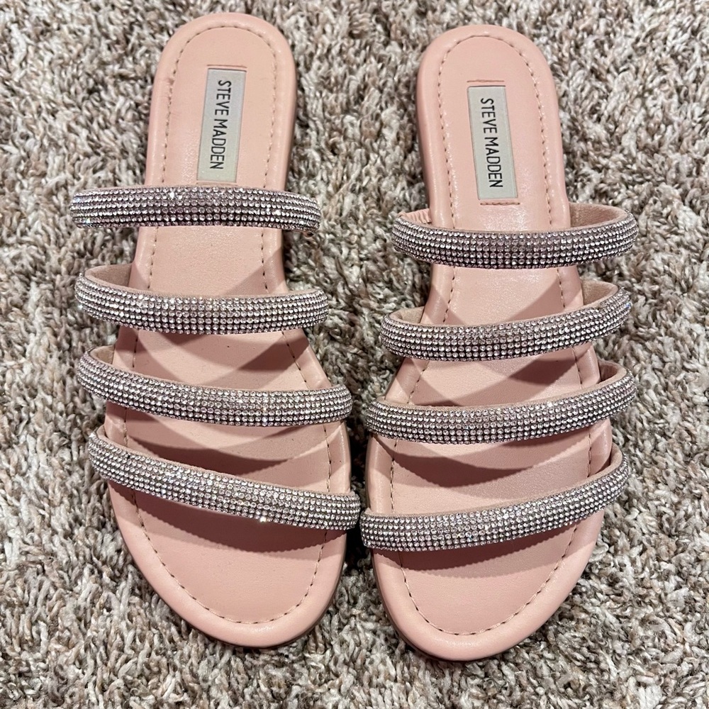 Steve Madden Blush Pink Rhinestone Slide Sandals ✨